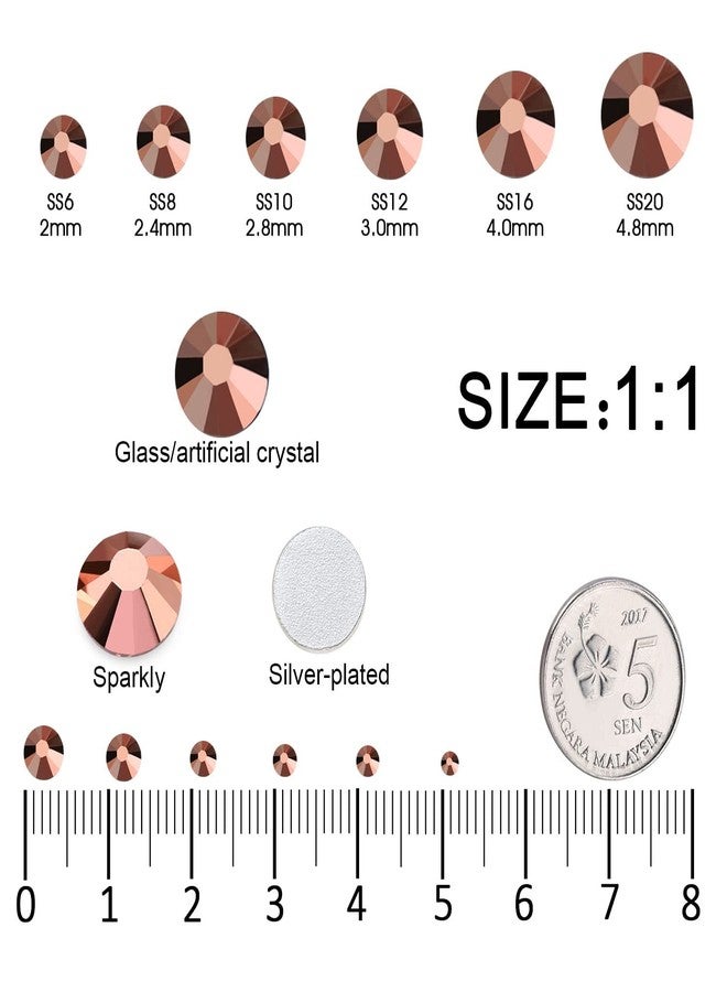 MEIBITE 4240Pcs Rosegold Flatback Rhinestones 6 Sizes Crystal Diamonds for Nail Art Crafts Clothes Shoes with Tweezers and Picking Pen - Image 2
